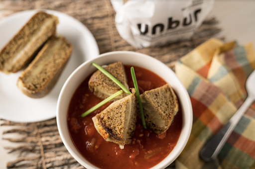 Tomato Soup with Grilled Cheese Croutons With Unbun